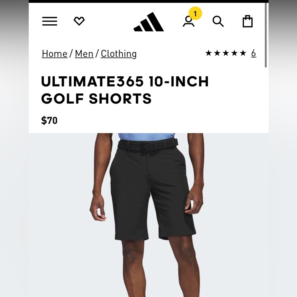 NWT Men’s Adidas Ultimate 365 10 Inch Golf Shorts
